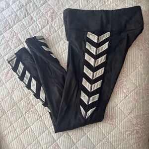 Victoria's Secret Black Leggings with Pink Tab